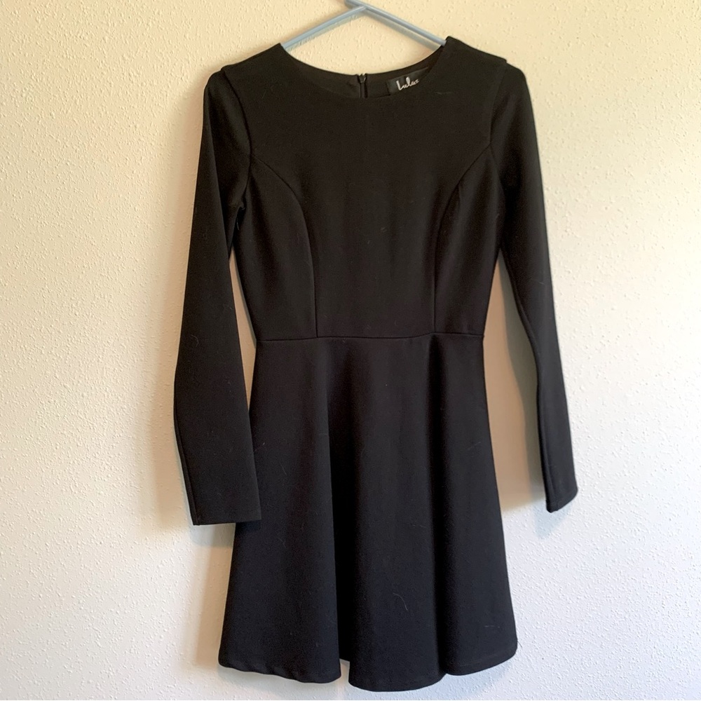 Lulu’s Fit and Flare Black Long Sleeve Dress
